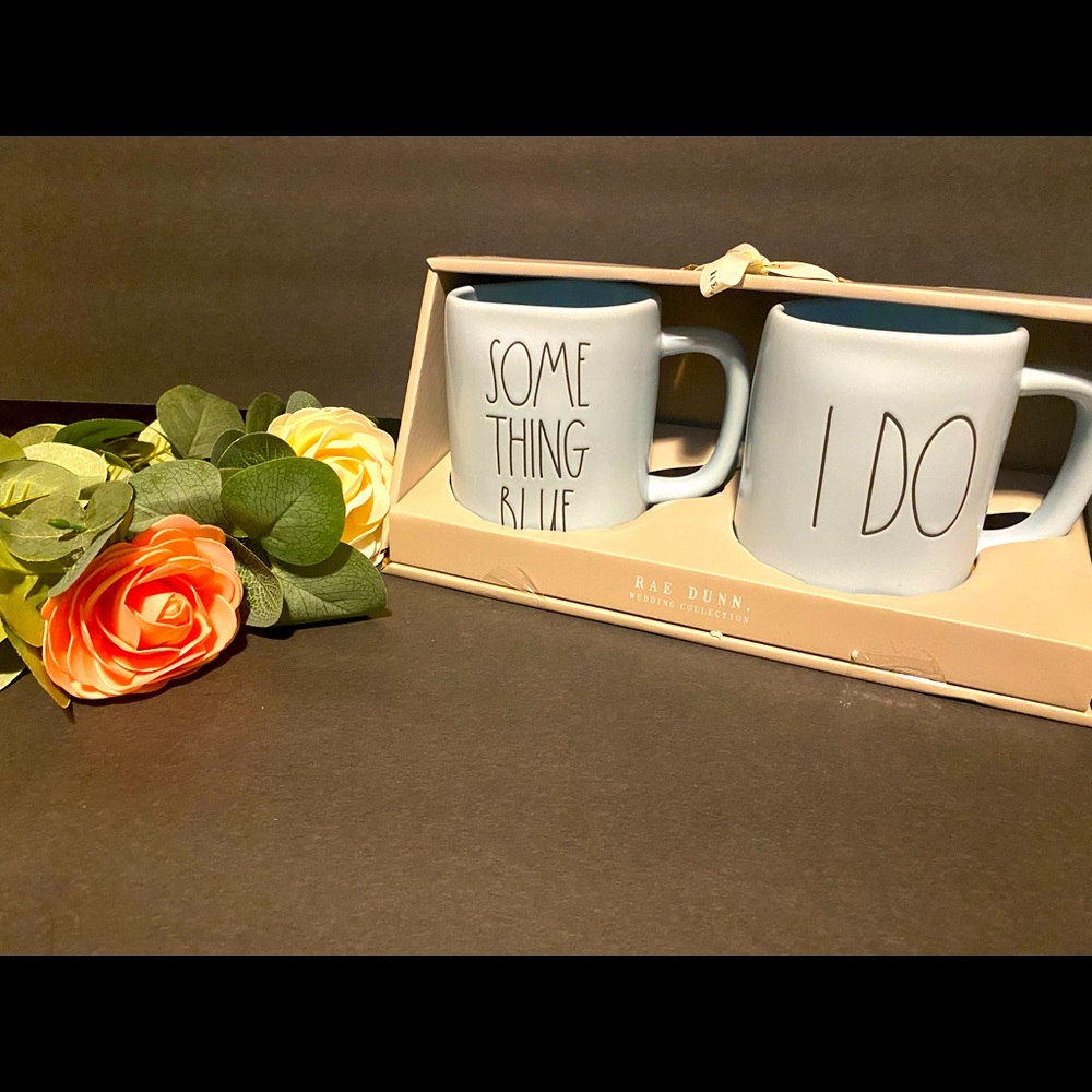 Rae Dunn Something Blue/I Do Mug Set